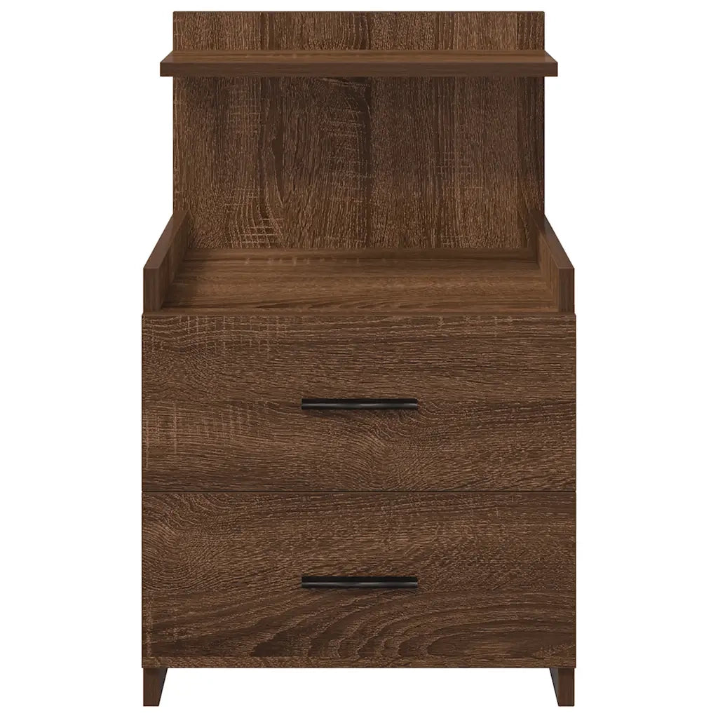 Comodini 2 pz con 2 cassetti in rovere marrone 40x36,5x62 cm 858645