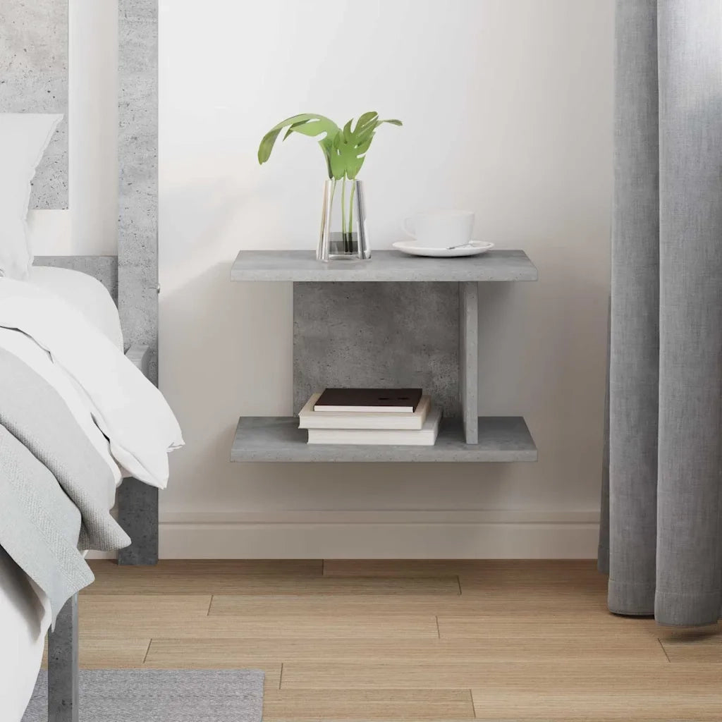 Comodino | Armadio da Notte | Mobiletto da notte Grigio cemento 40 x 30 x 25 cm Legno multistrato