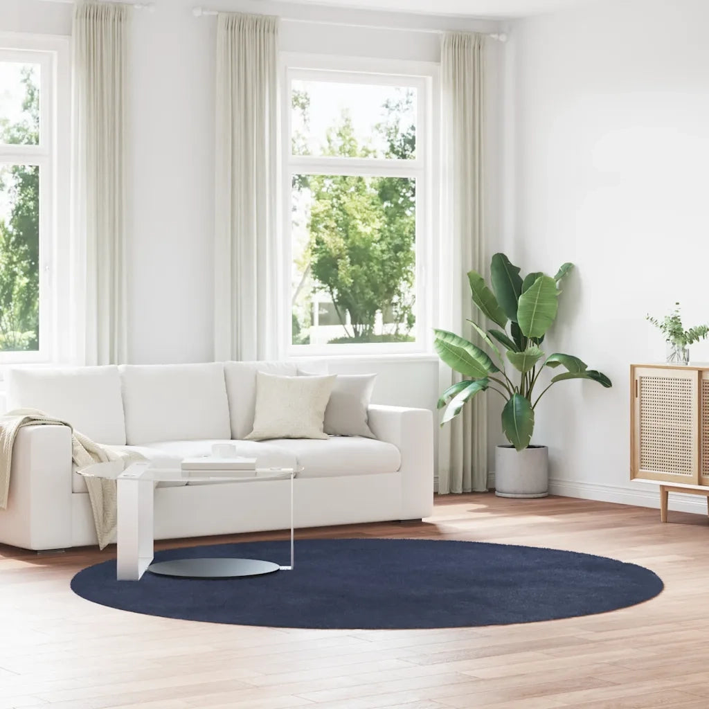 Tappeto Shaggy a Pelo Lungo NAVARRA Blu Marino 240x240 cm