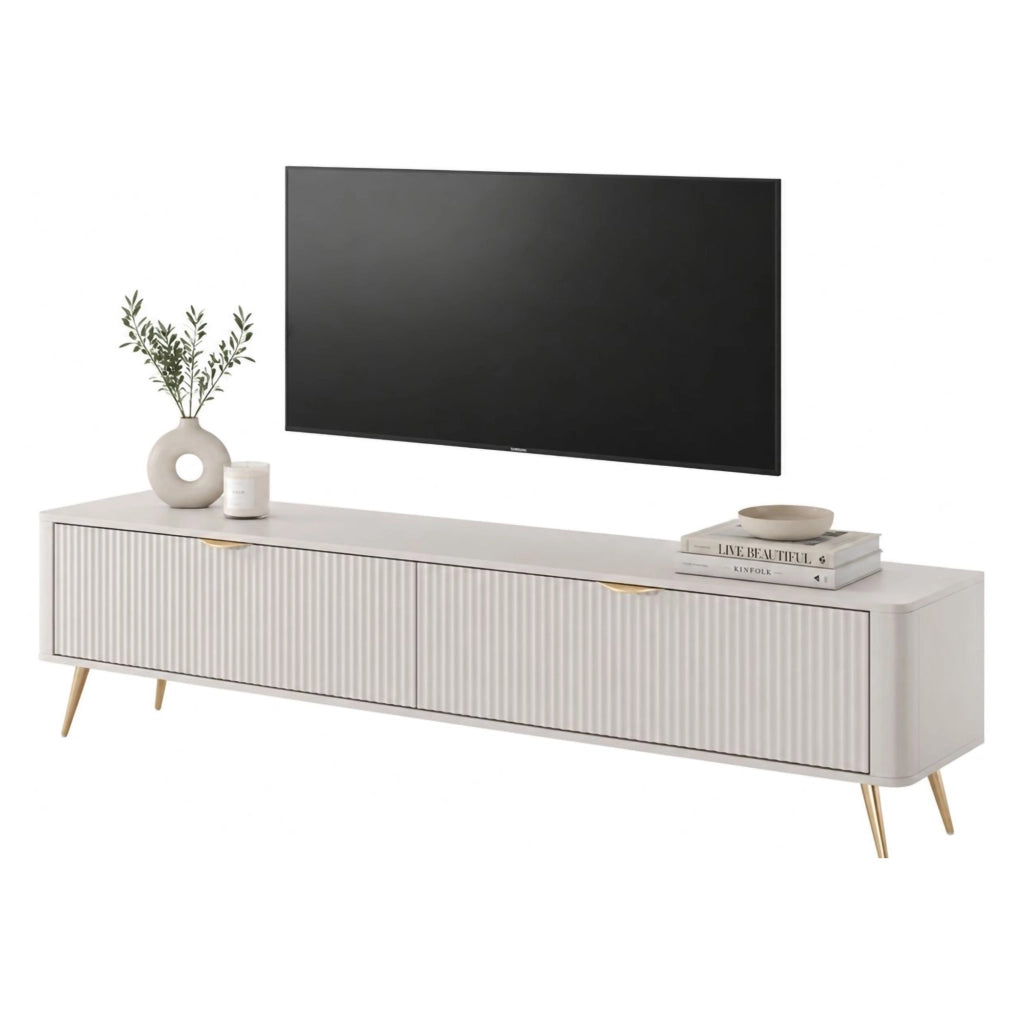 Kala, Mobile Porta tv un Ripiano, 200x38x51h cm Beige