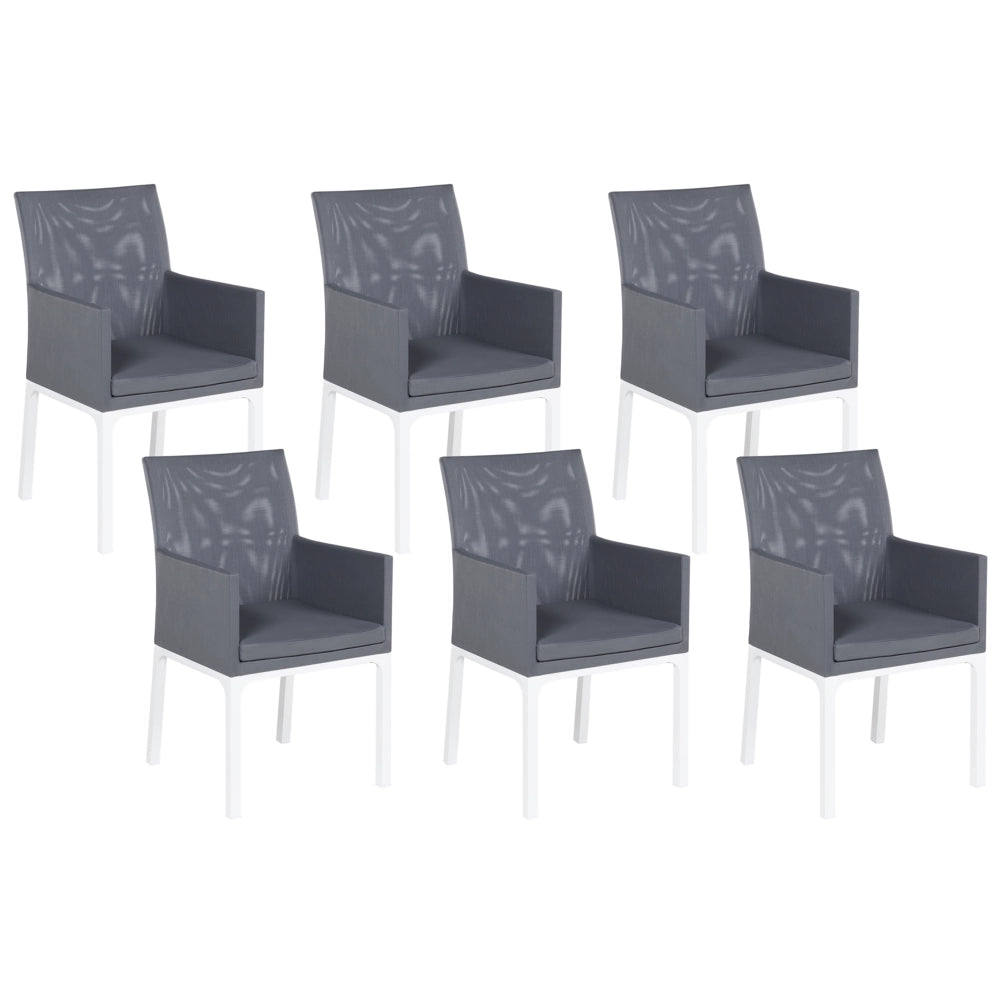 Set di 6 sedie da giardino rivestimento in Textilene grigio gambe bianche in alluminio schiuma ad asciugatura rapida