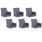 Set di 6 sedie da giardino rivestimento in Textilene grigio gambe bianche in alluminio schiuma ad asciugatura rapida