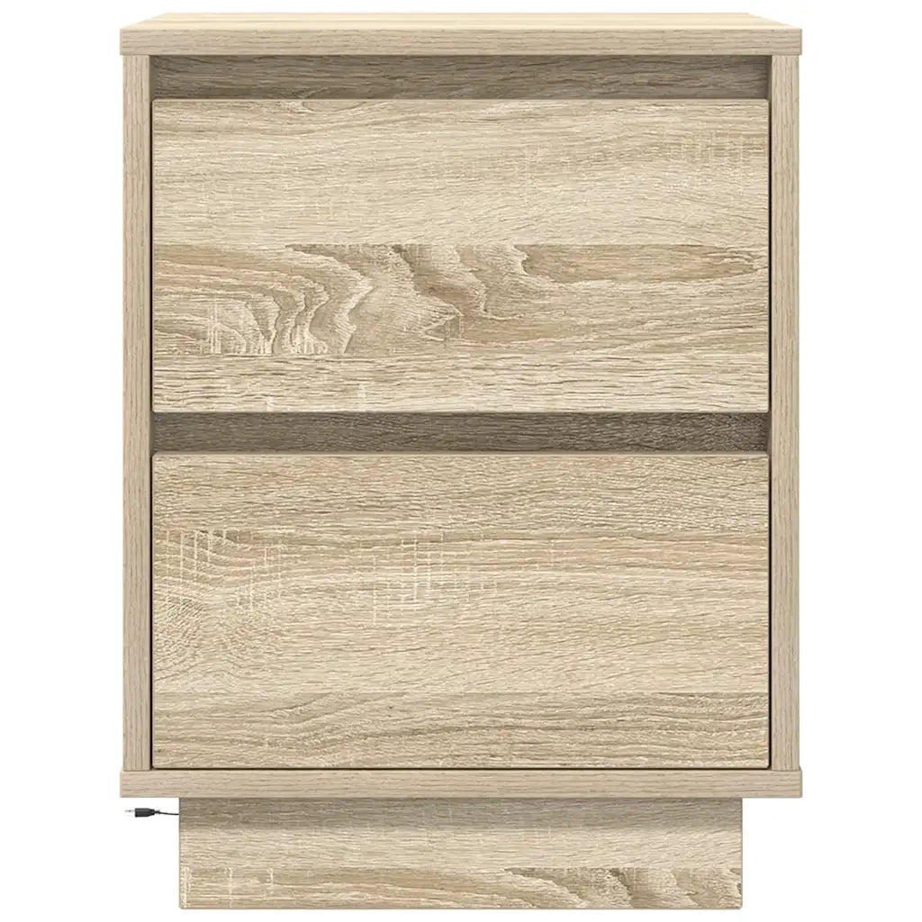 Set di 2 Comodini | Armadio da Notte | Mobiletto da notte con Luci a LED Rovere Sonoma 38x34x50 cm