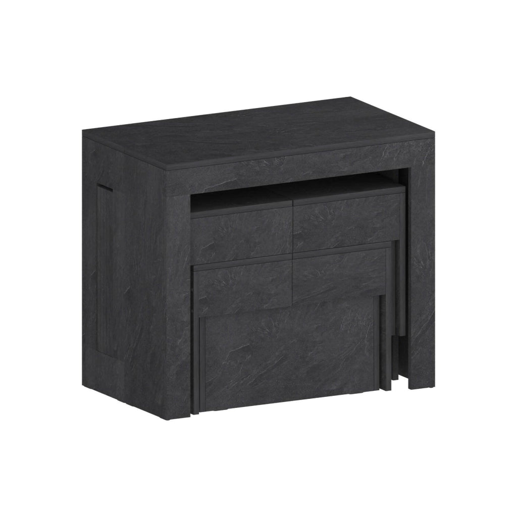 Set tavolo e sedie Auditore, Composizione multiuso, Set con consolle e 2 panche allungabili, 100% Made in Italy, 66x25h45 cm, Ardesia