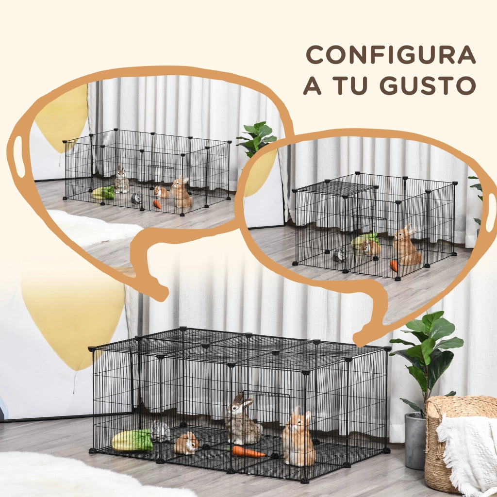 Gabbia per Animali 22 Pannelli ¨C zephmum ¨C Nero 105x70x45 cm