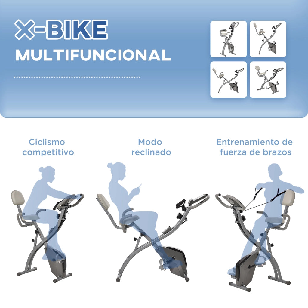 Bicicletta Statica Pieghevole con Schermo LCD ¨C Zephmum ¨C Grigio 105x48x118 cm