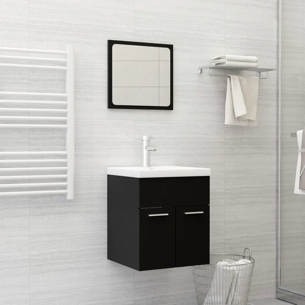Set Mobili da Bagno | Armadio da bagno Nero in Truciolato