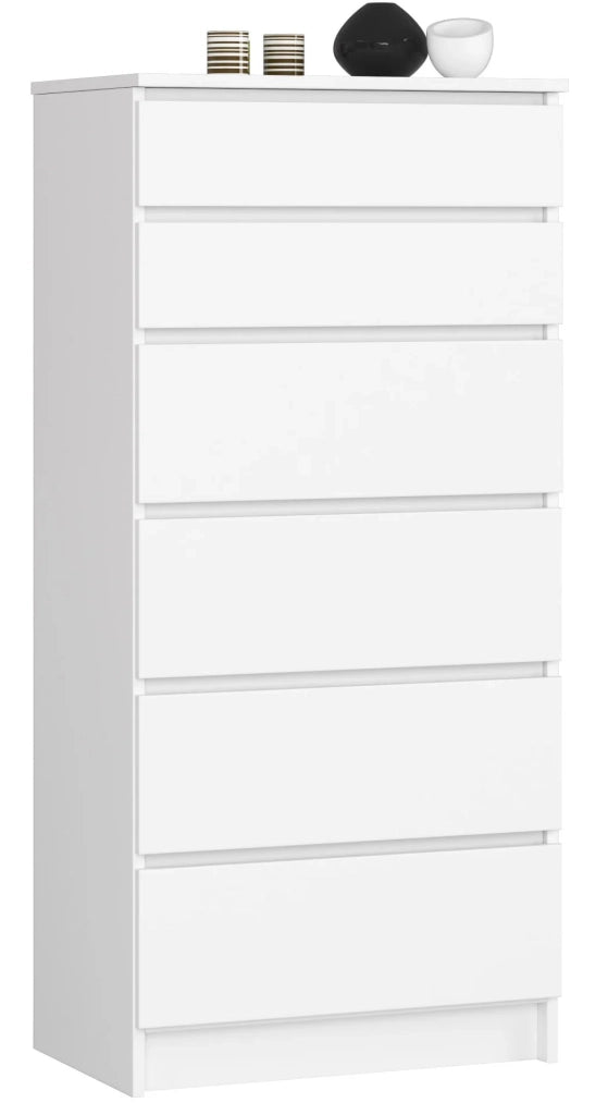Cassettiera AKORD K60 Cassettiera Bianca 60 cm 6 cassetti 60x40x130 cm