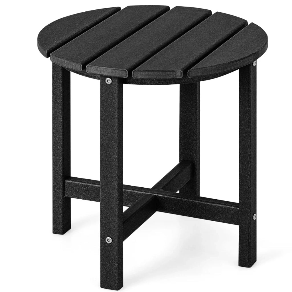 Tavolino da giardino rotondo 46 x 46 cm resistente alle intemperie facile da pulire stile scandinavo HDPE nero 20_0013766