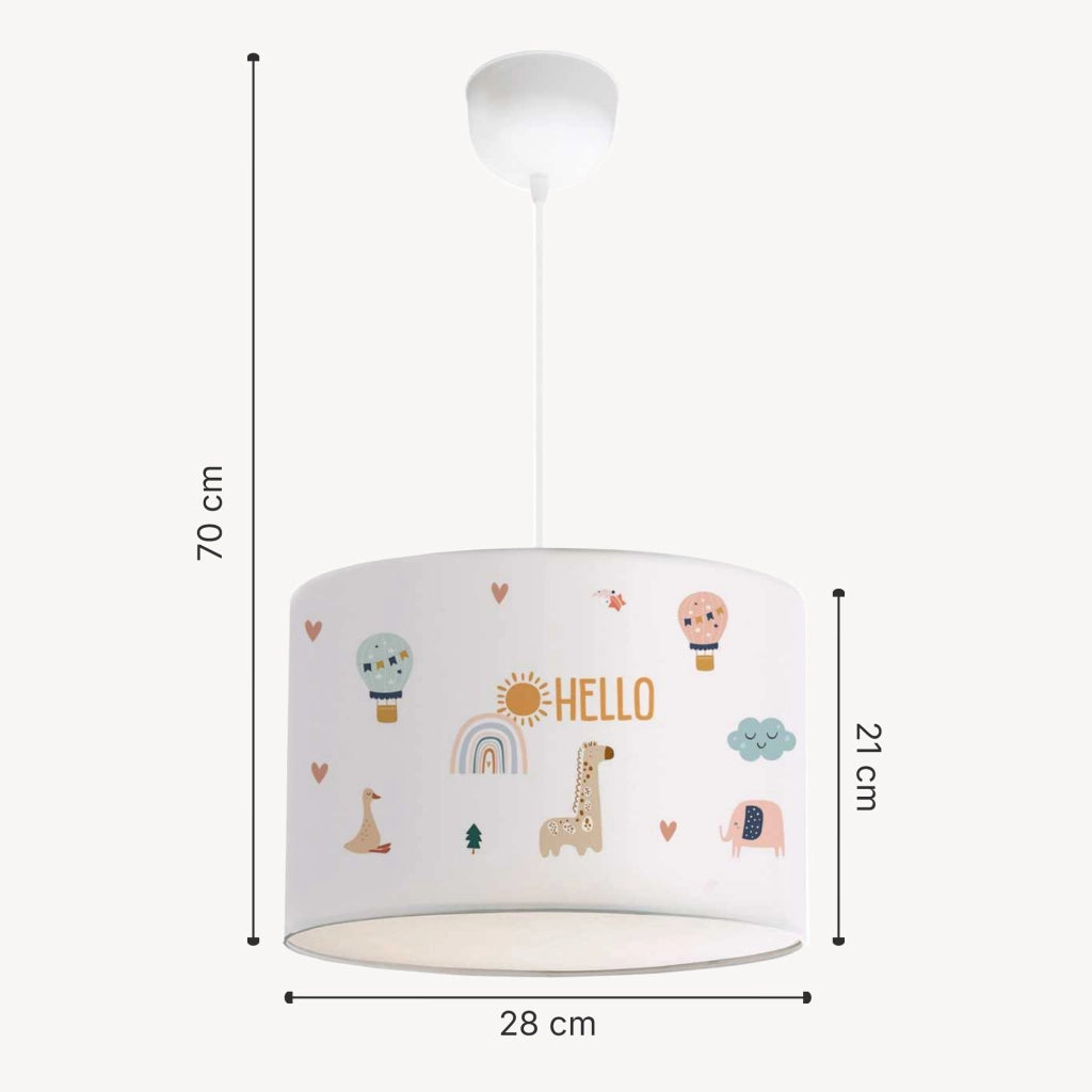 Lampada a Sospensione Rugby per Cameretta Paralume Bianco Design Giraffa lux.pro