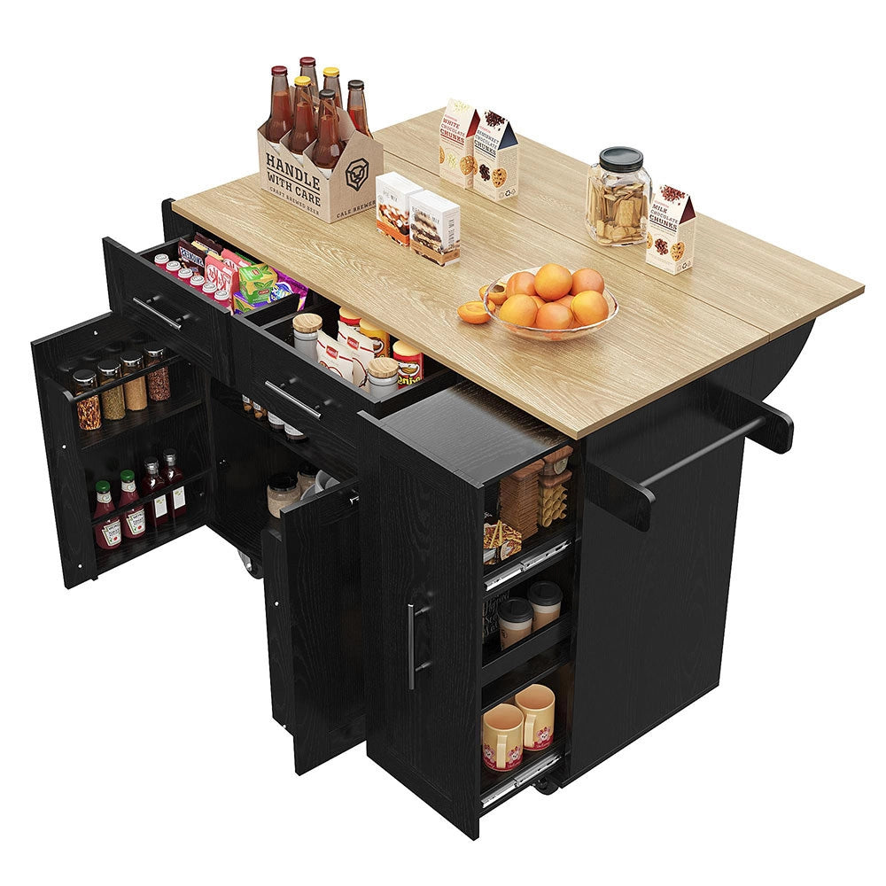 Isola cucina - Xylo - scaffali snack estensibili nero