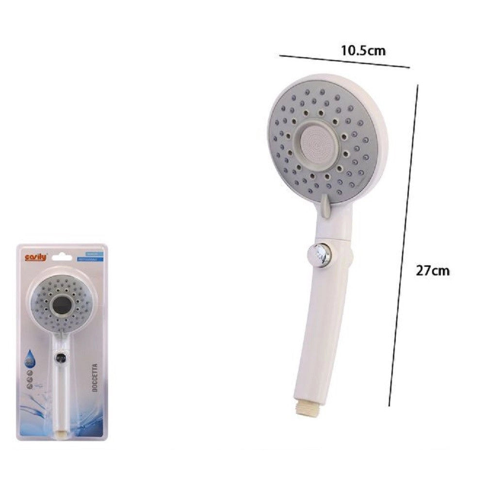 Trade Shop - Doccetta Soffione Doccia Multigetto Con Pulsante Rotondo Moderno 10.5x27cm 79702 -