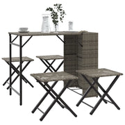 Set da Pranzo da Giardino Pieghevole 5 pz Grigio in Polyrattan 365946