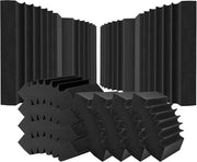 Pannelli di schiuma acustica, 4 pz, 16,5 x 6,3 x 12 pollici, autofissi, ignifughi, per pareti e soffitti di studi, nero