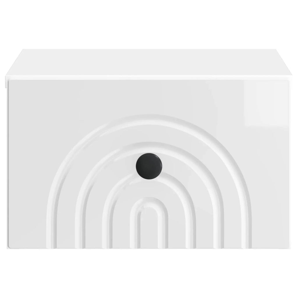 Set di 2 Comodini | Armadio da Notte | Mobiletto da notte a muro Bianco Lucido 33 x 34,5 x 20 cm