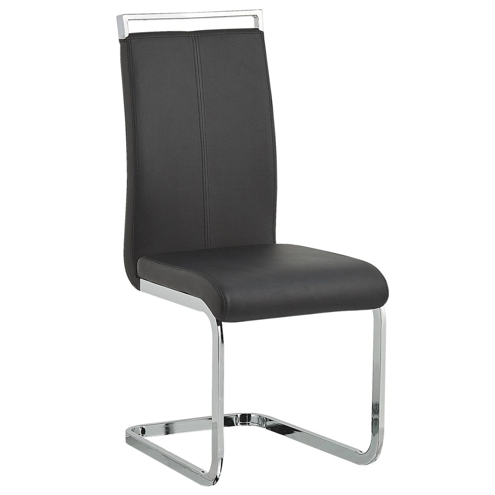 Set di 2 sedie da pranzo con sedile imbottito in ecopelle nera con schienale alto per sale conferenze a sbalzo moderne