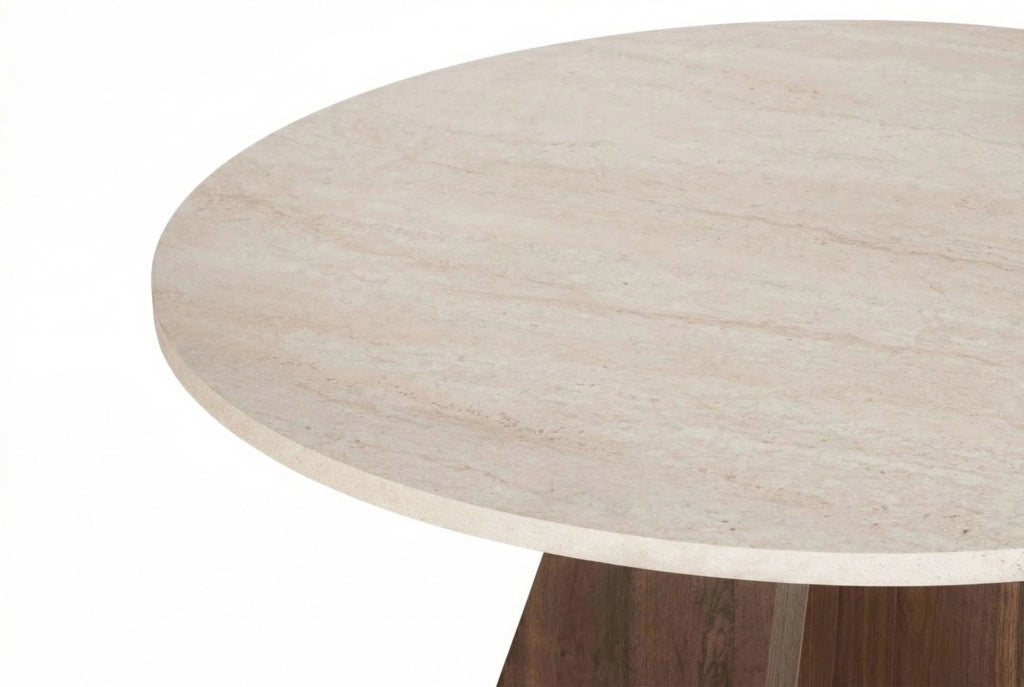 Tavolo da pranzo in legno "Virella" - 120 x 120 x 75 cm - Travertino