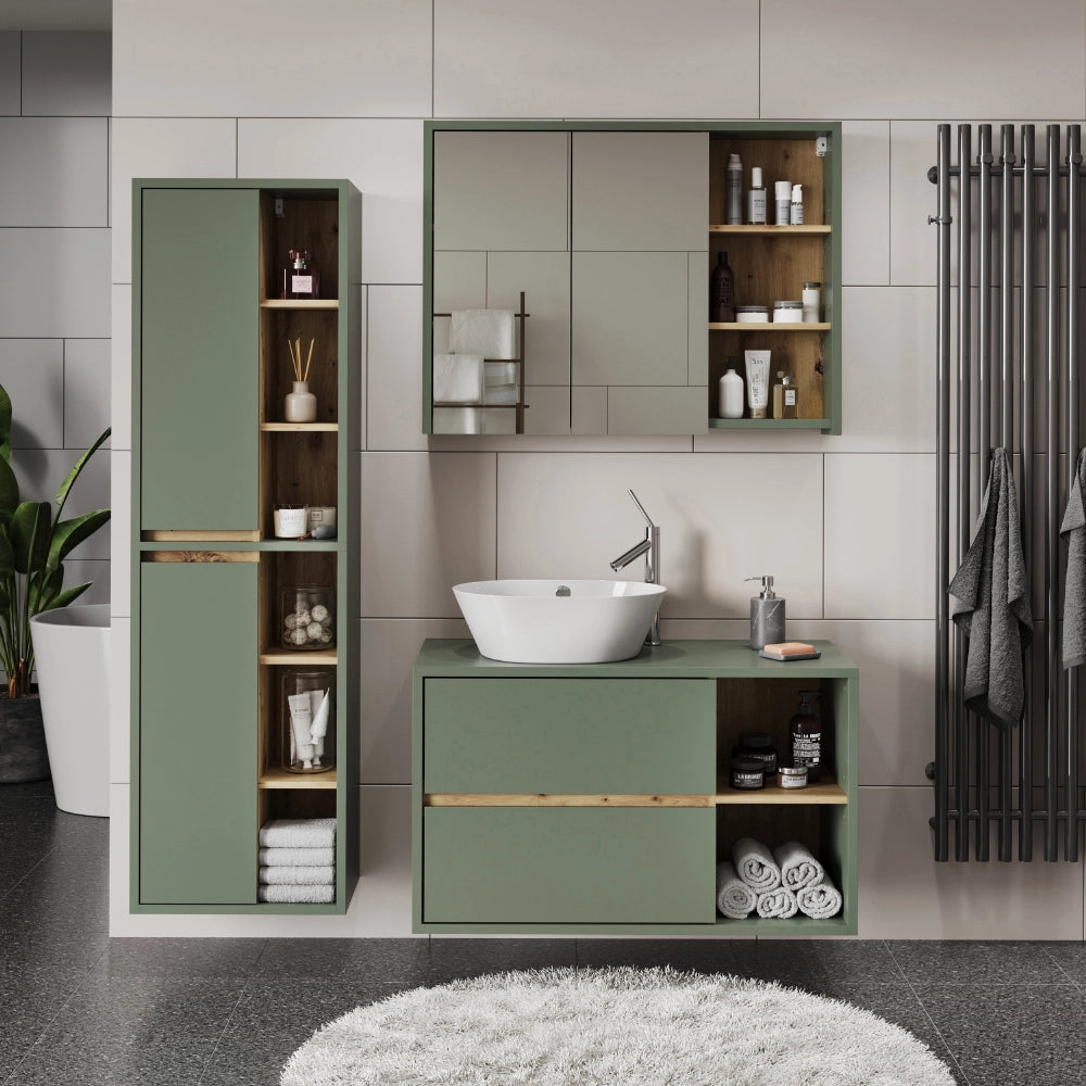 Vicco Mobiletto da bagno Verde/antracite 50 x 170 cm con ripiani aperti