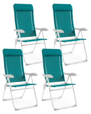 Set 4 Sedie Sdraio Pieghevole 57x65x110 cm in Alluminio Cayo Ottanio