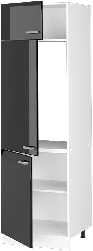 Dispensa universale R-Line, Nero lucido, 60 cm con porte, per la conservazione di utensili domestici e scorte