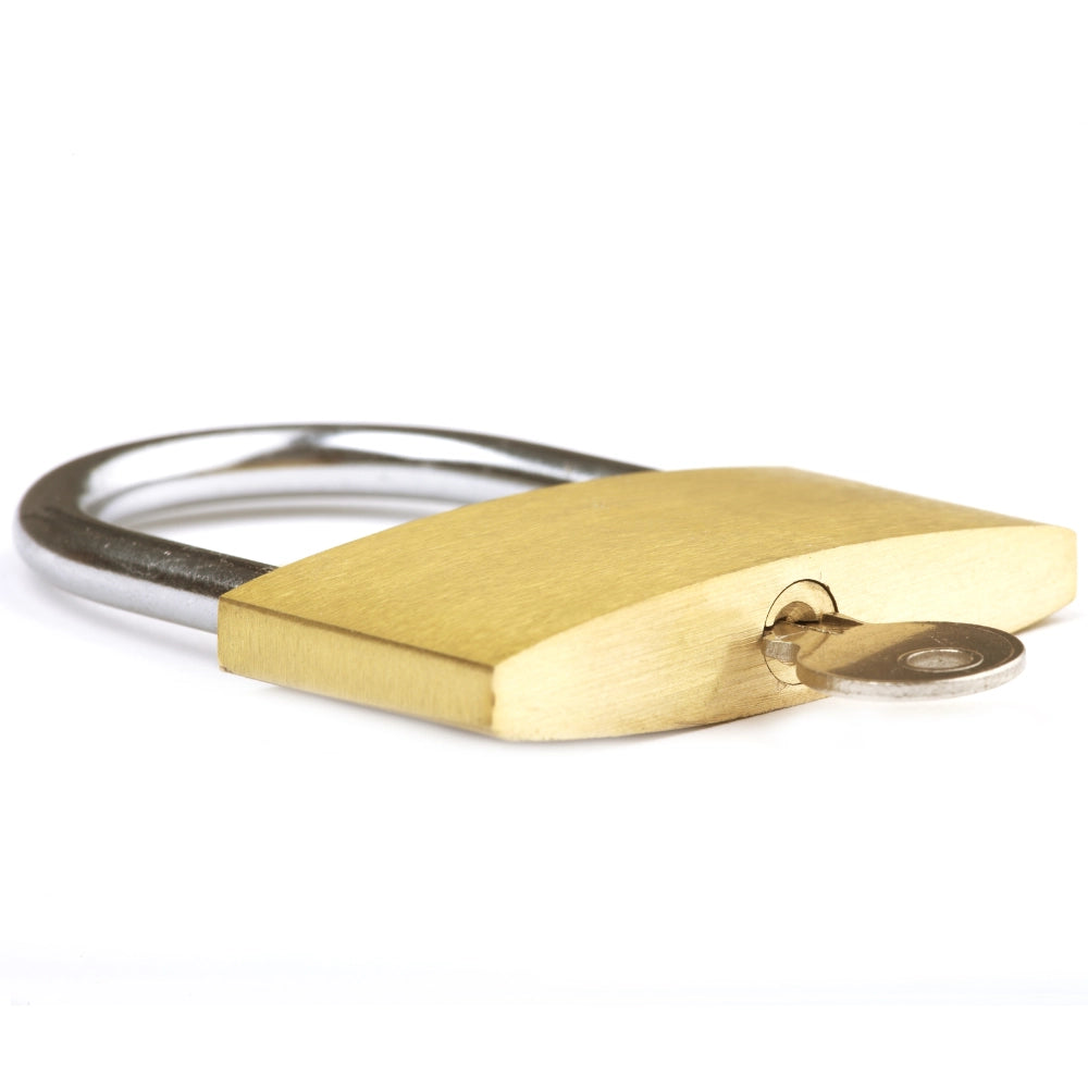 Lucchetto ad arco ottone con 3 chiavi estraibili ottone nichelato *** lunghezza 60 mm, confezione 1