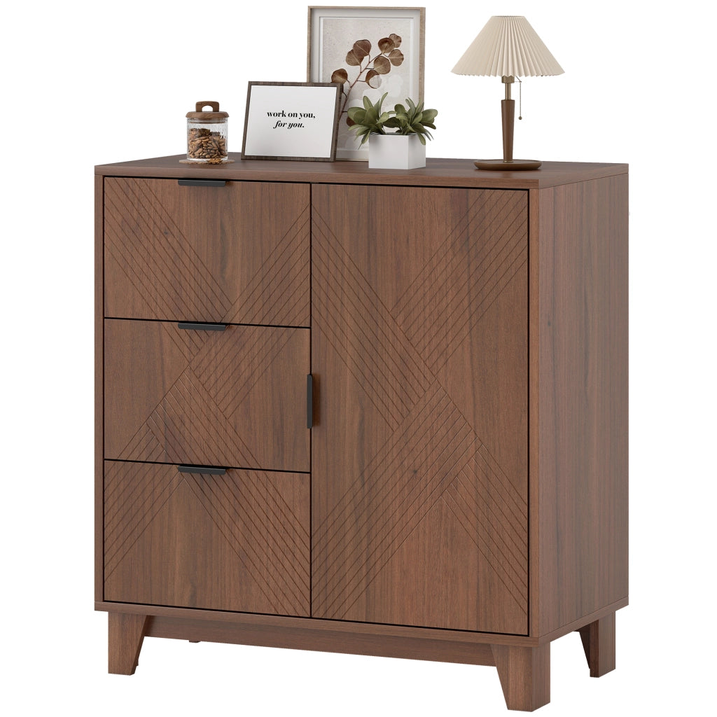 Buffet credenza con ante, 3 cassetti e ripiano regolabile ¨C zephmum ¨C marrone 75x39x80 cm