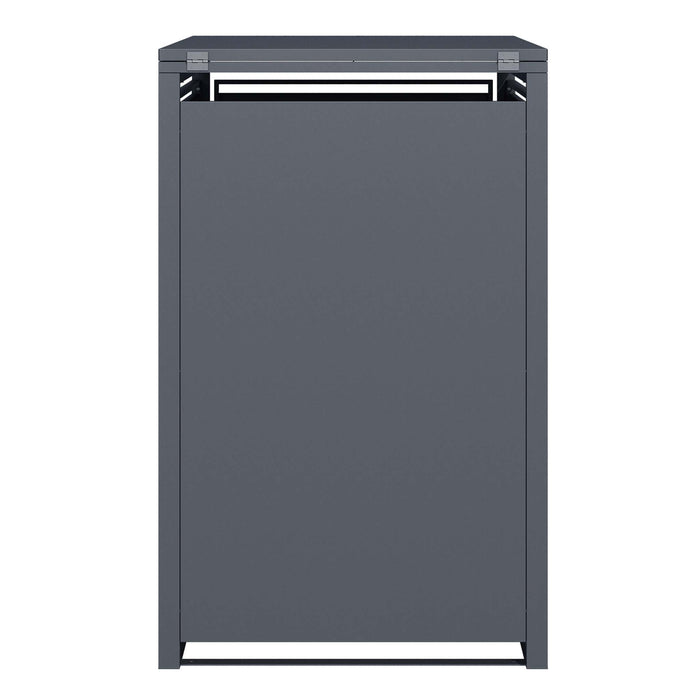 Copri bidone della spazzatura con coperchio ribaltabile per un contenitore 60-240l, acciaio antracite e effetto legno, copribidone da esterno