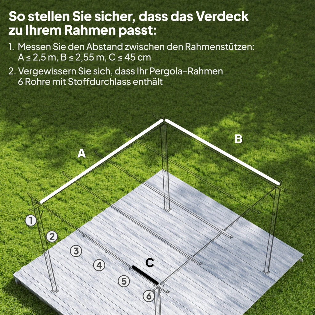 Tetto retrattile per pergola 3x3 m ¨C zephmum ¨C 250x255 cm cremewei? in poliestere