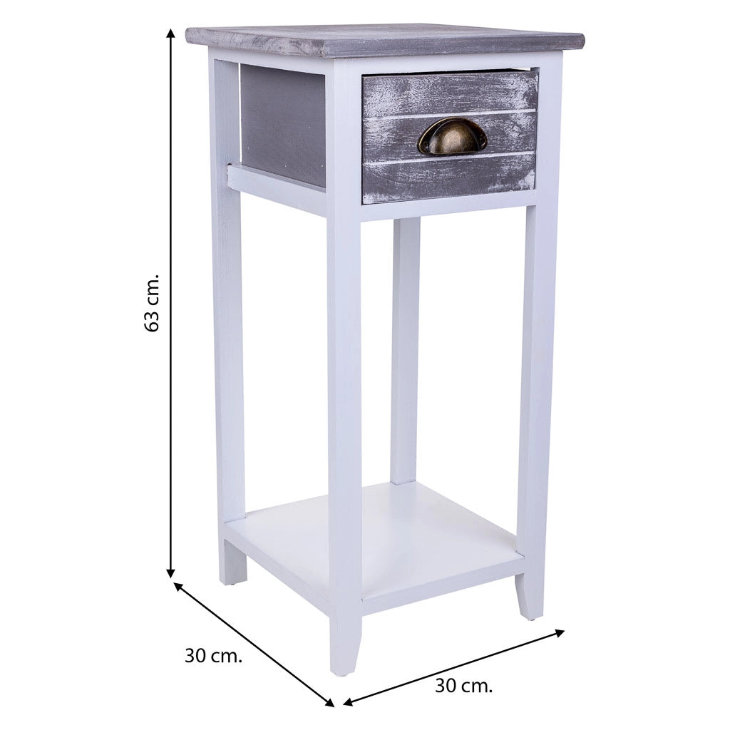 Comodino in legno bianco 30x30x63