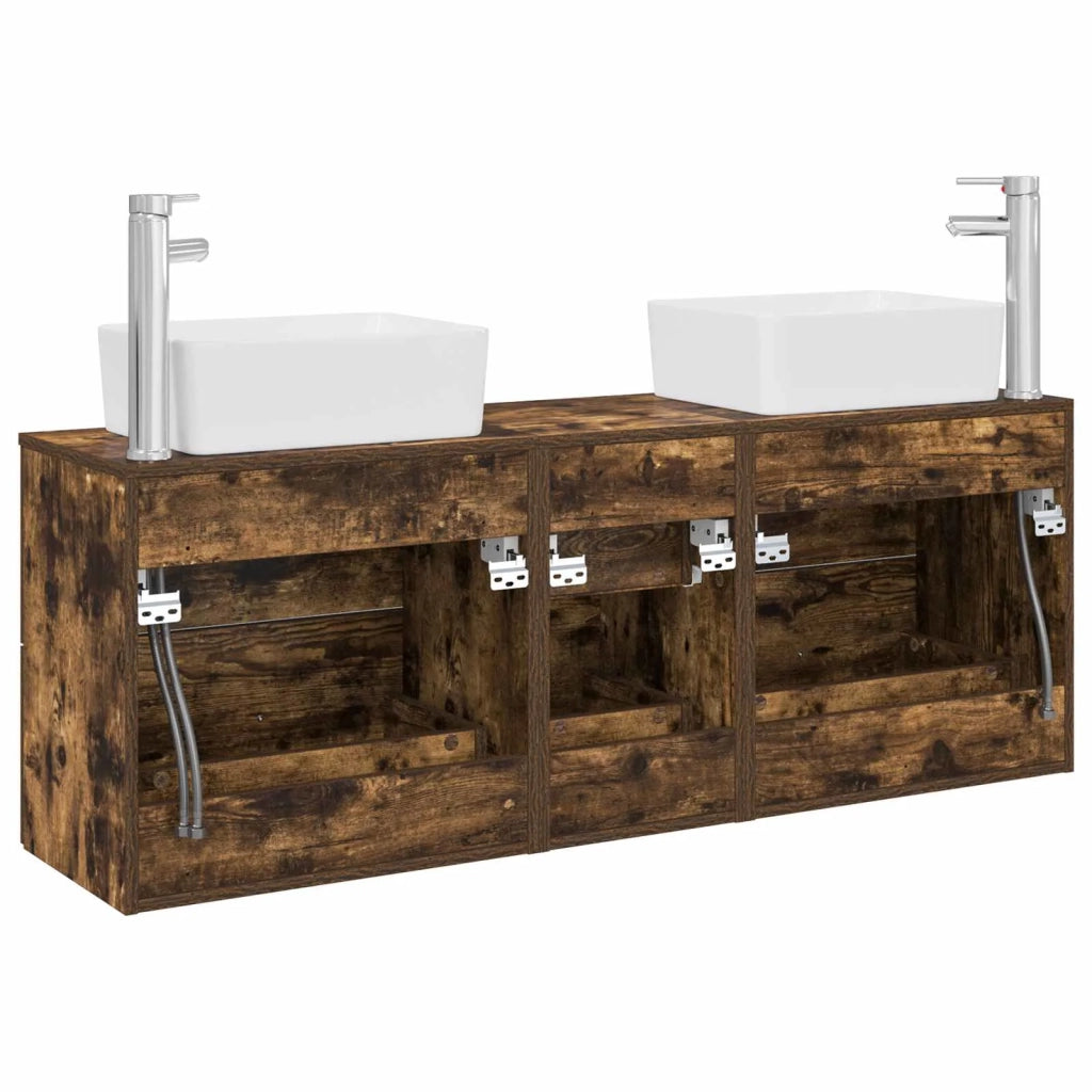 Set di Armadi da Bagno 3 pz Rovere Fumo 53 x 34,5 x 63 cm 3405863