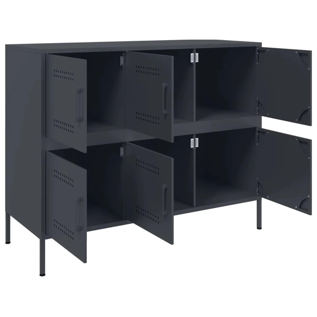 Buffet credenza cassettiera armadio mobile contenitore organizer per cucina soggiorno salotto 100,5 x 39 x 79 cm acciaio antracite 02_0029689