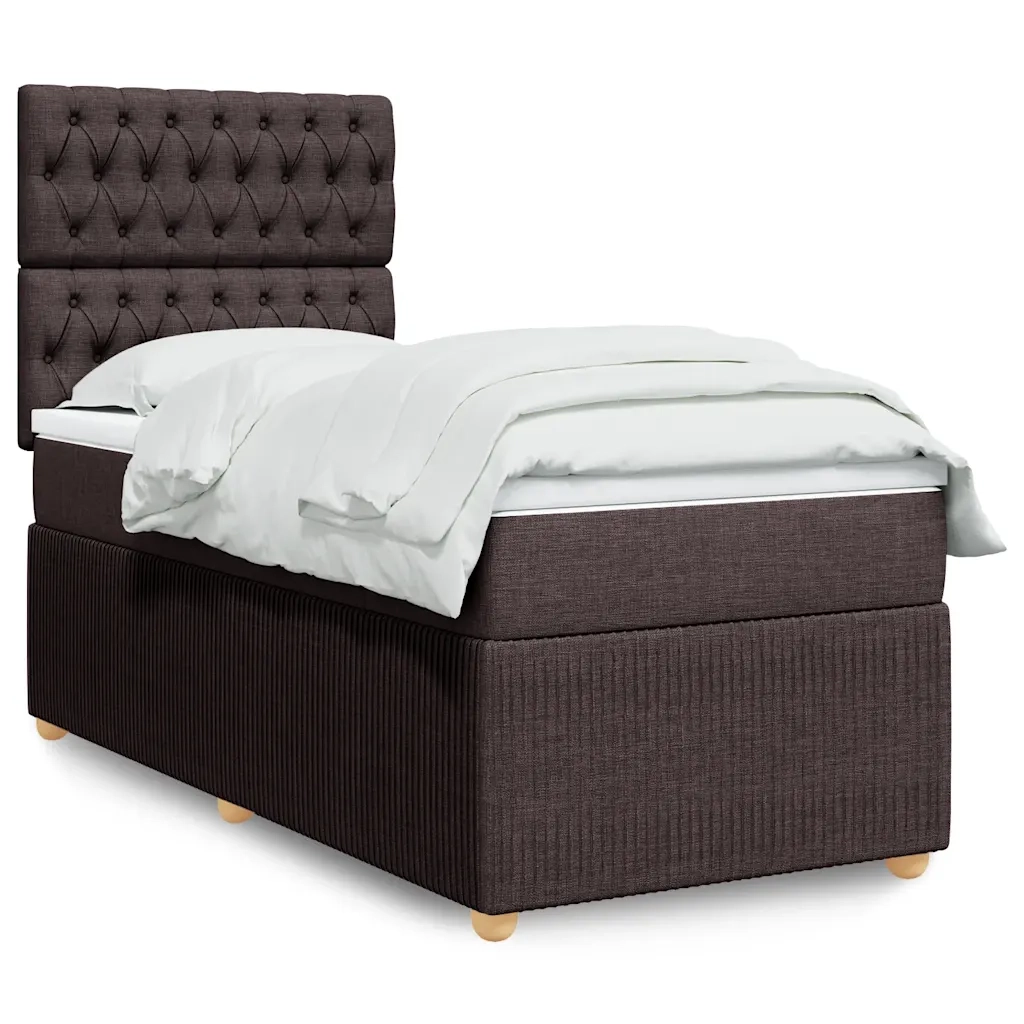 Giroletto a Molle con Materasso Marrone Scuro 90x190cm Tessuto