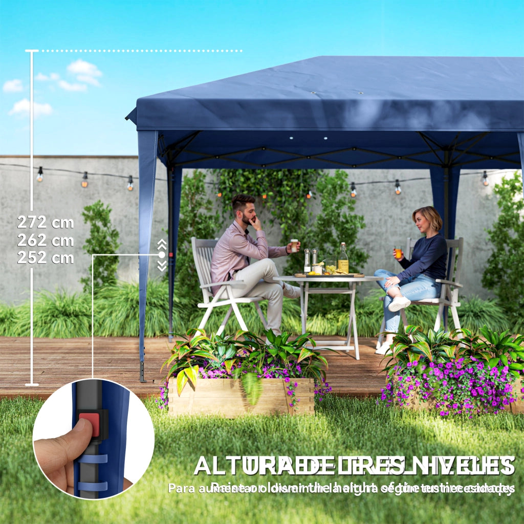 Tenda da giardino pieghevole 6x3 m ¨C zephmum ¨C blu con 4 pareti laterali, 2 finestre e borsa di trasporto