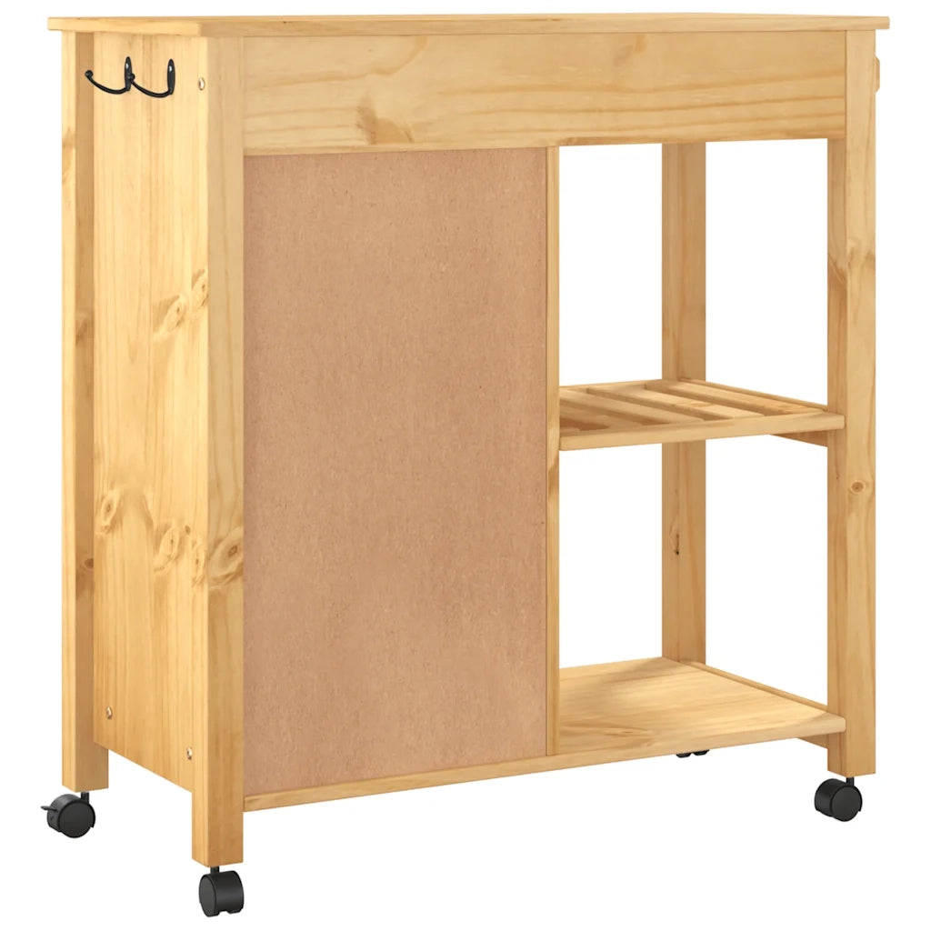 Carrello da Cucina-Scaffale per Cucina MONZA 84x40x88,5 cm in Legno Massello di Pino 183434