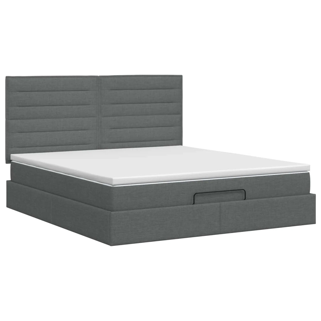 Letto ottomano con materasso Grigio Scuro 160 x 200 cm Tessuto 3457419