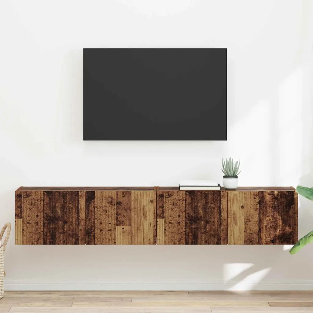Mobile TV da parete 2 pz-Set di 2 Mobile TV a Muro-Credenza TV Legno vecchio 60 x 31 x 29.5 cm 852267