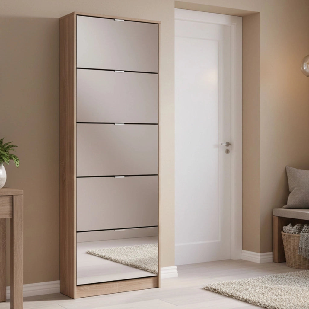 Mobile Portascarpe Dentro, Scarpiera 10 Ripiani, 67x28x191.5h cm Marrone Rovere