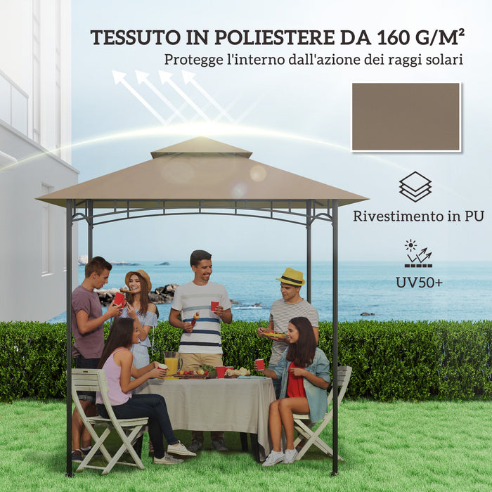 Copertura per Gazebo da Giardino 244x152 cm a 2 Livelli in Poliestere 160gsm Cachi