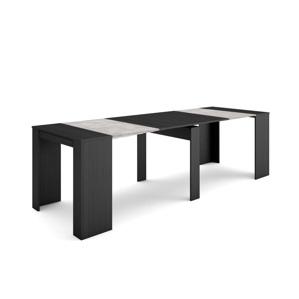 Consolle allungabile, 262x90x77cm, Per 12 persone, Tavolo da pranzo, Nero RF2634