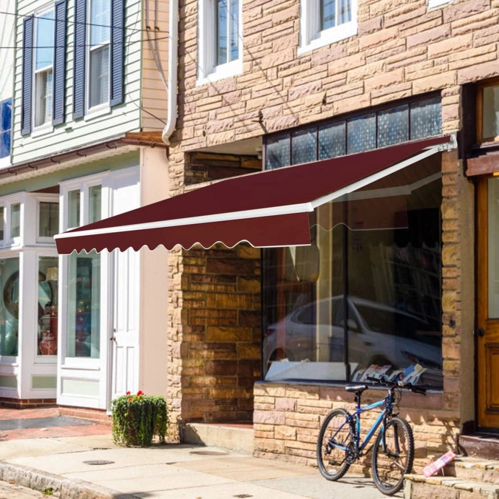 Tenda da Sole per Esterno, Tenda da Sole a Bracci Estensibili con Telaio in Alluminio, Tettuccio Resistente al Sole e Impermeabile e Manovella (4 x 2,5 M, Rosso)