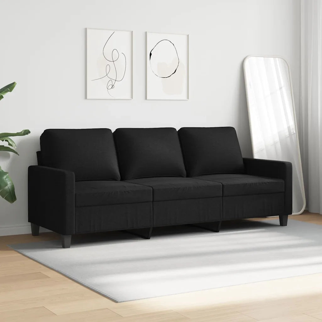 Divano a 3 Posti Nero 180 cm in Tessuto 359175