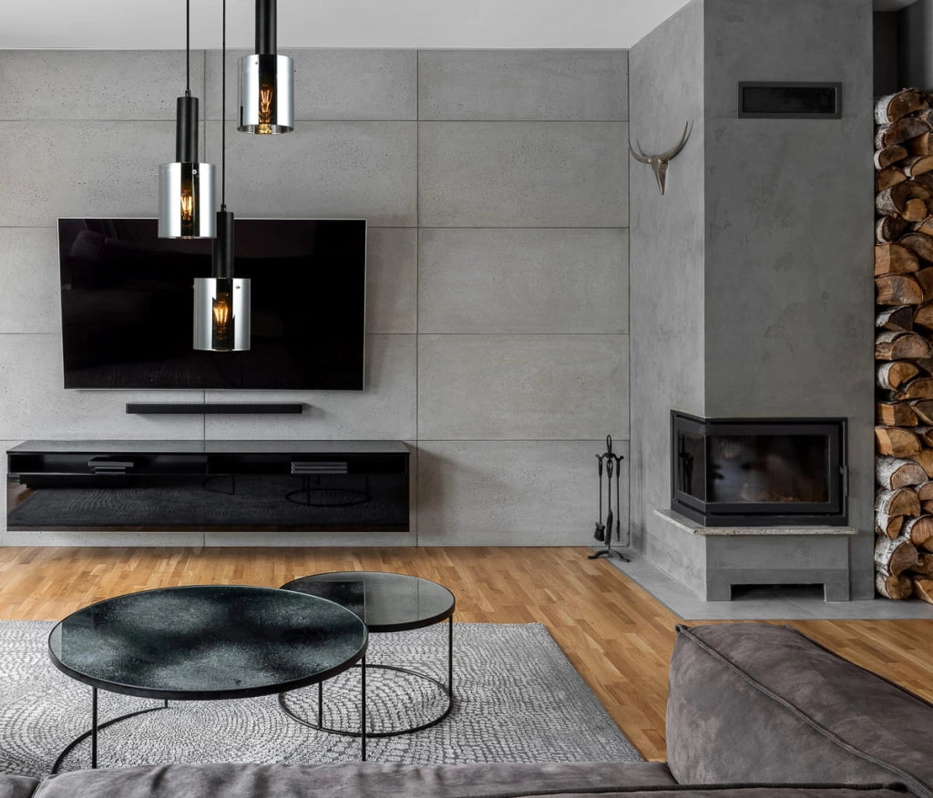 Lampadario Italux Sardo nero moderno 3 luci E27 vetro