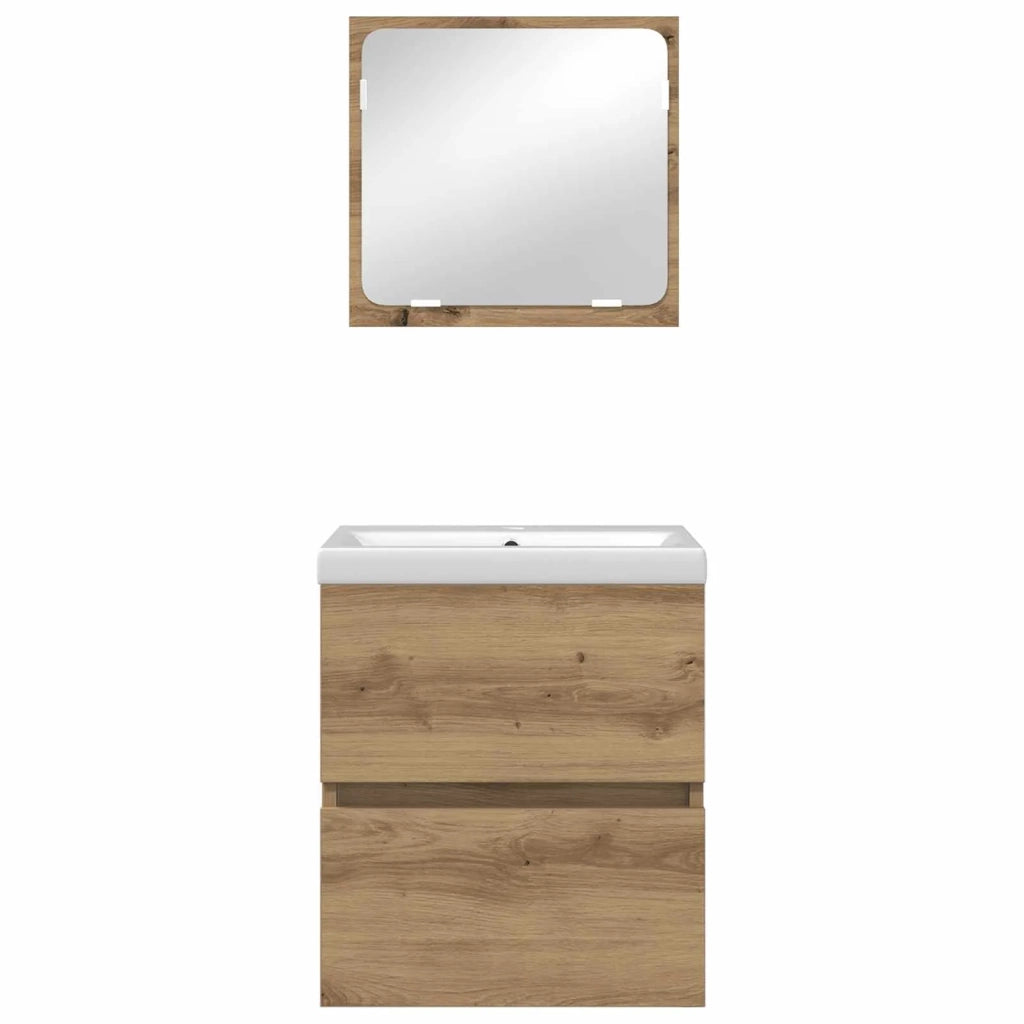 Set di mobili per il Bagno | Armadio da bagno 2 pz Rovere Artigiano e Bianco