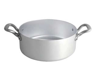 CASSERUOLA CILINDRICA MEZZA FONDA IN ALLUMINIO CON 2 MANIGLIE  cm.24    OTTINETTI
