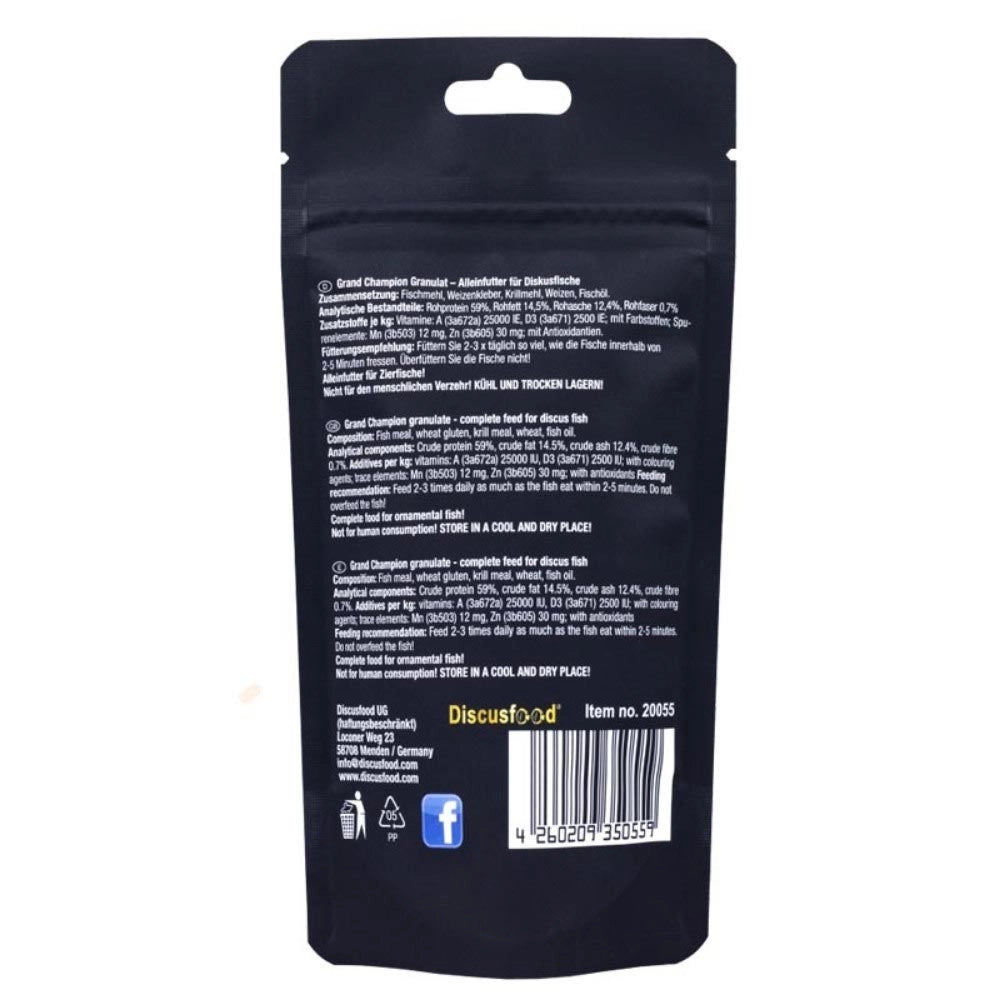 Discusfood Grand Champion 1.2-1.5mm - Alimentazione Premium per Discus Formato: 80 gr