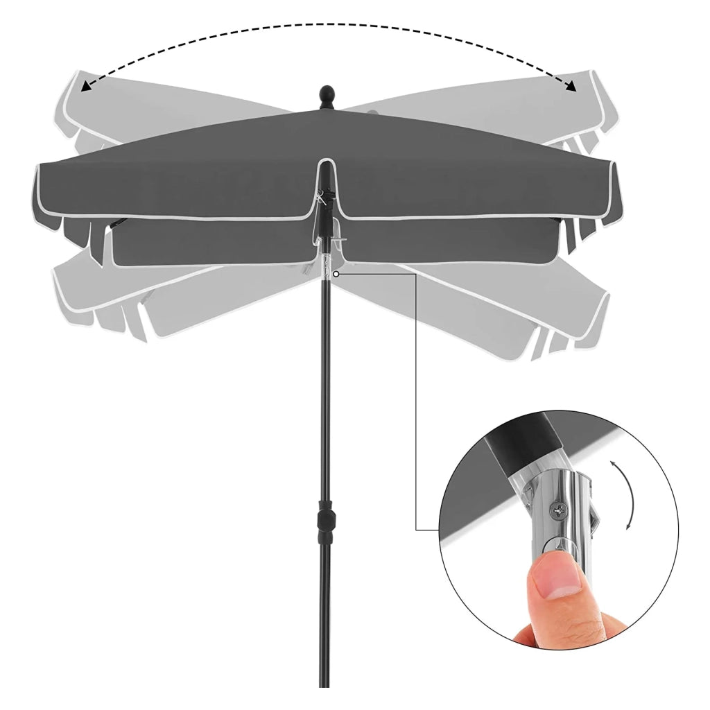 Ombrellone da balcone rettangolare 1,8 x 1,25 m Protezione UPF 50+ tettuccio con rivestimento in PA borsa per il trasporto terrazza giardino senza base grigio 12_0001784