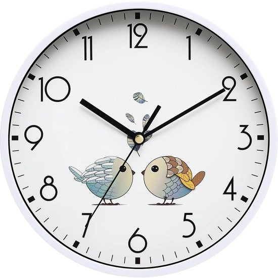 Orologio da parete rotondo da 20,3 cm, silenzioso e senza tic, orologio da parete retro, adatto per soggiorno, camera da letto, cucina, camera dei bambini (20 cm x 20,3 cm), bianco