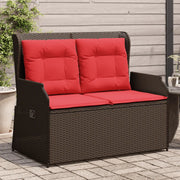 Panchina da giardino reclinabile con Cuscini in Polyrattan Marrone 368961