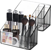 Organizzatore di Cosmetici in Plastica - Acrylo Translucido - 2 Pareti Mobili - Organizzatore di Trucco - Prodotti per la Curà della Pelle - Camera da Letto