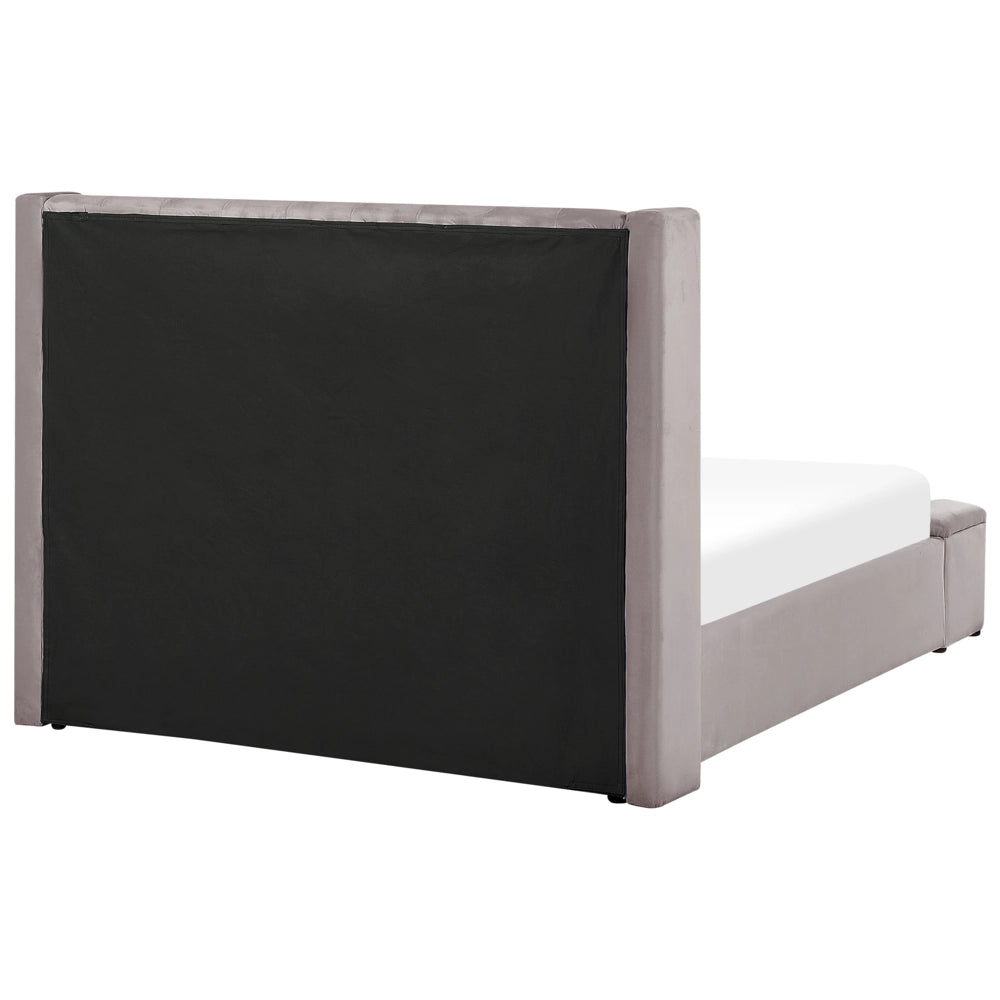 Letto velluto di colore grigio rete a doghe e cassapanca 140 x 200 cm stile moderno glam